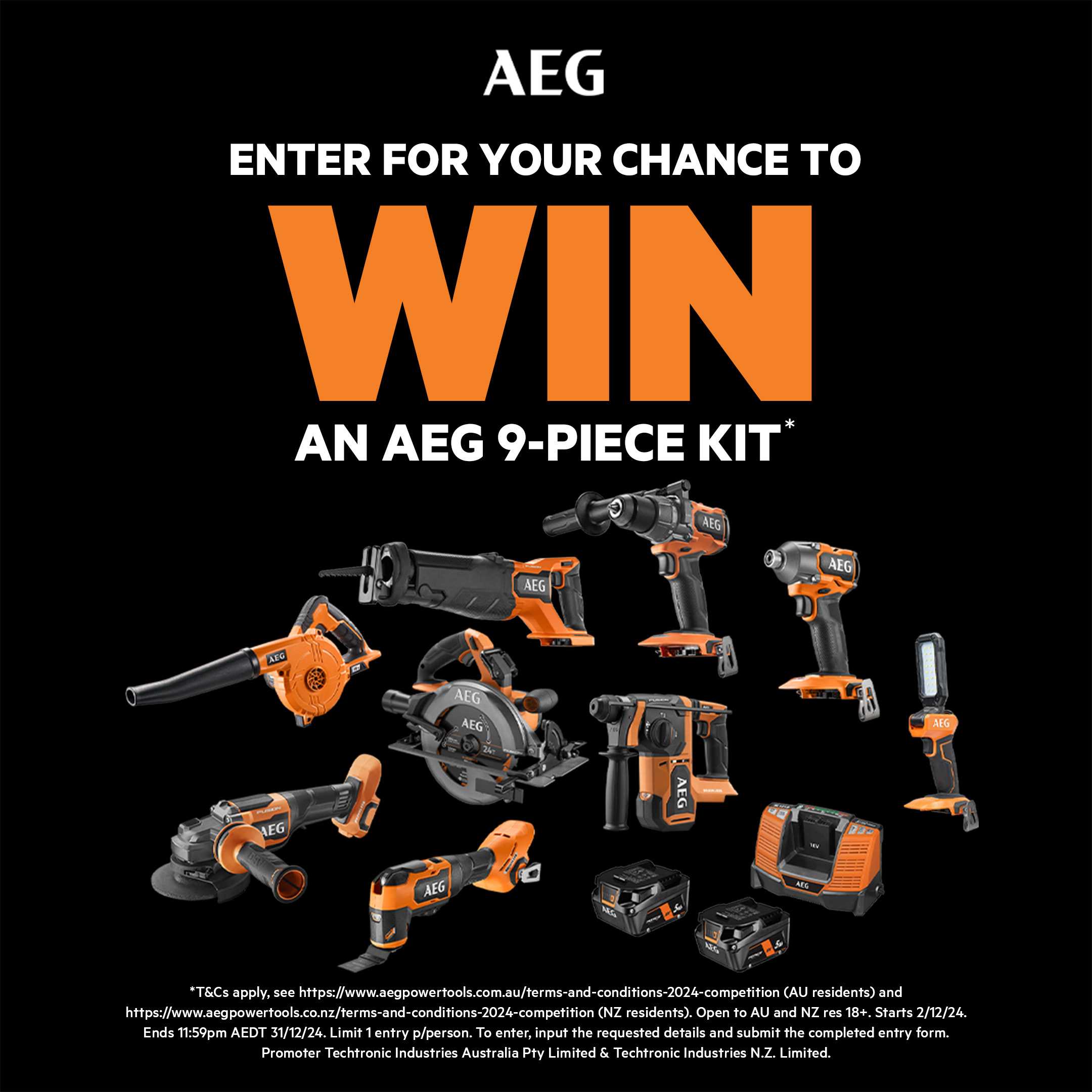 9 Piece Kit Competition AEG Powertools Australia